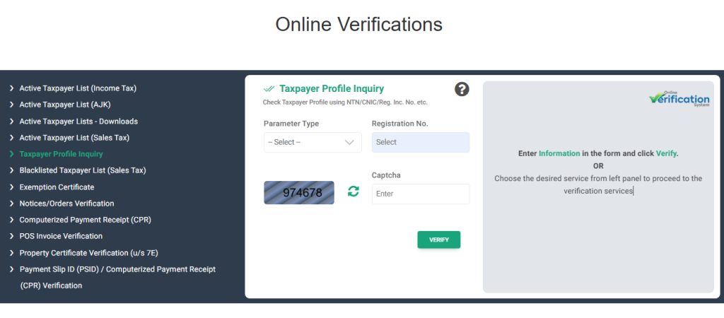 FBR Online NTN Verification